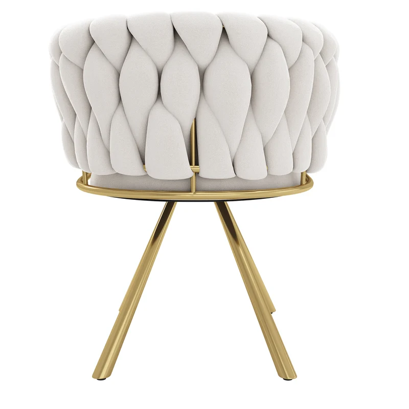 Lot de 2 chaises de salle à manger pivotantes velours beige et doré NEXUSNOVA