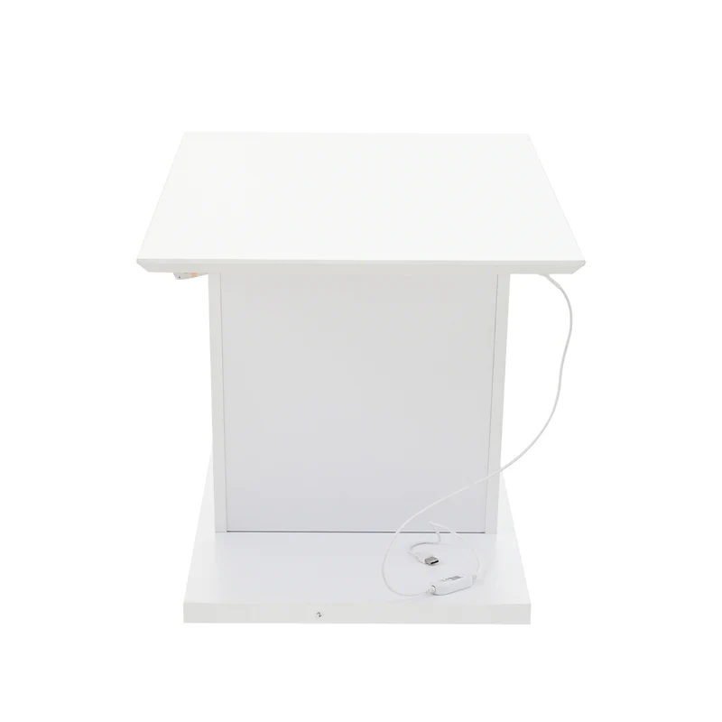 Table basse blanche brillante forme V avec éclairage LED100x50cm OVERWINTER