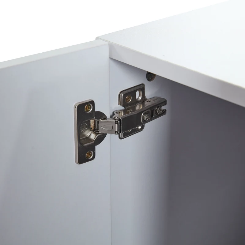 Meuble TV moderne blanc & gris étagère en verre avec éclairage LED GRIGVEK