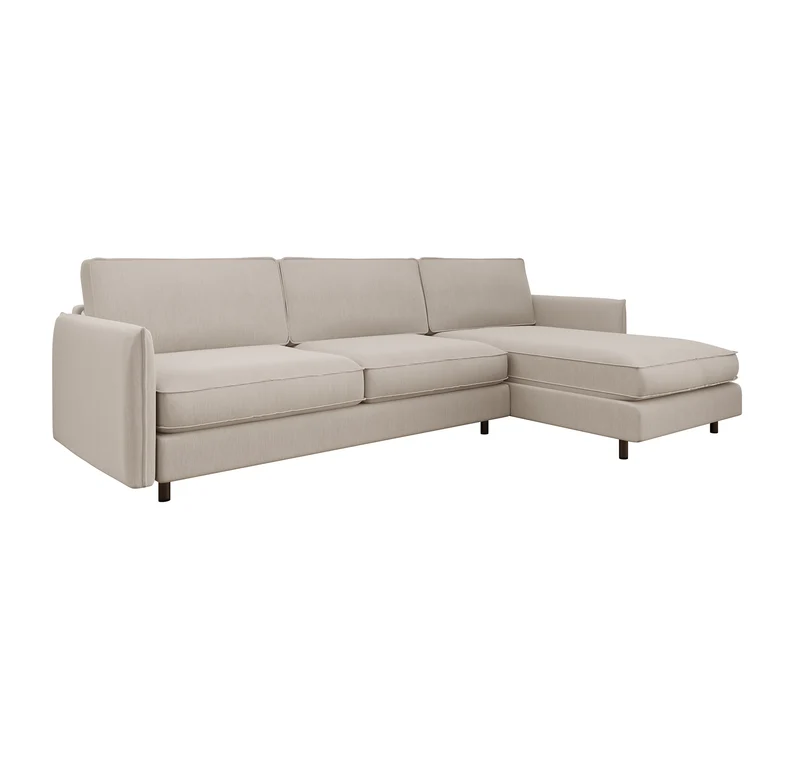 Canapé d'angle droit convertible express ISAKA Tissu tramé - Matelas Dunlopillo 140cm