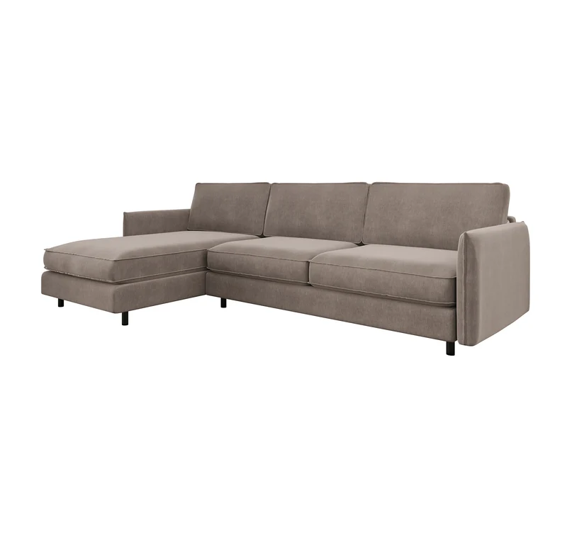 Canapé d'angle gauche convertible express ISAKA Velours - Matelas Dunlopillo 140cm