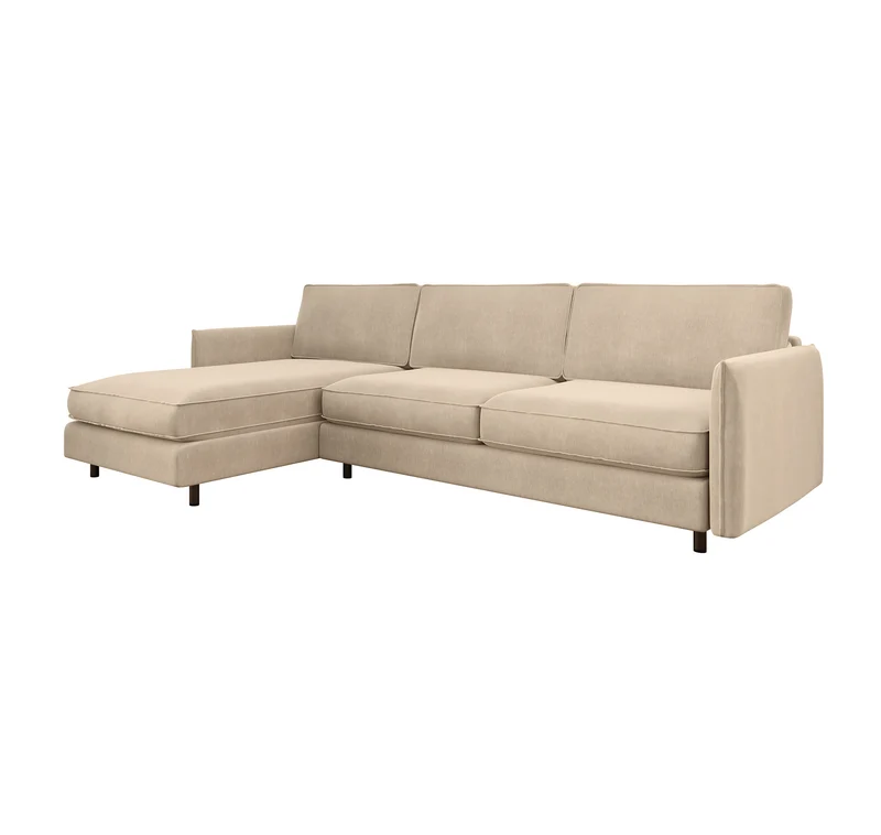 Canapé d'angle gauche convertible express ISAKA Velours - Matelas Dunlopillo 140cm