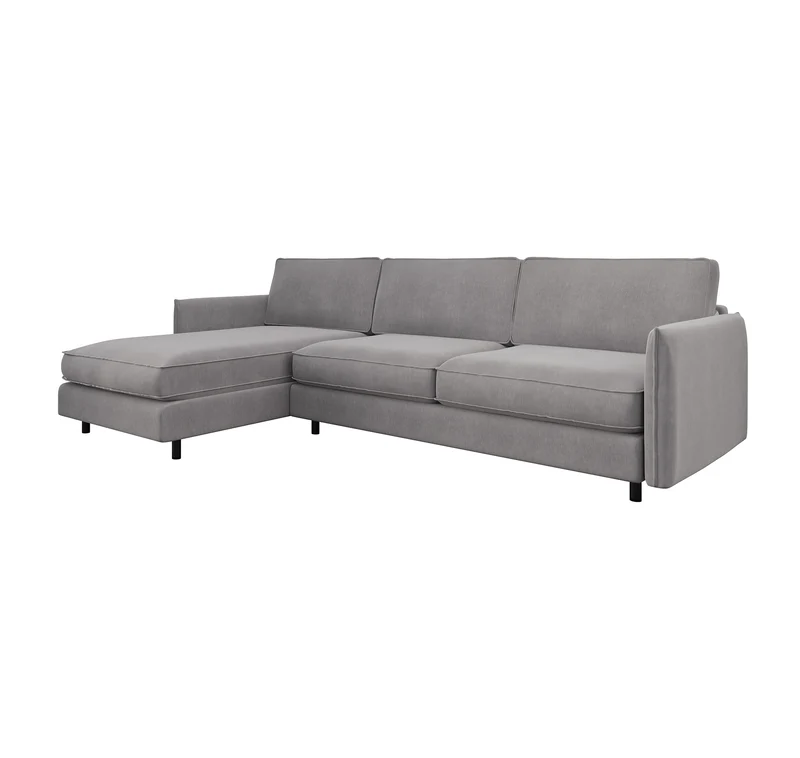 Canapé d'angle gauche convertible express ISAKA Velours - Matelas Dunlopillo 140cm
