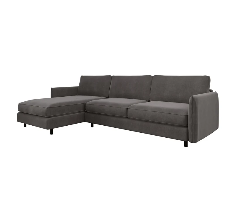 Canapé d'angle gauche convertible express ISAKA Velours - Matelas Dunlopillo 140cm