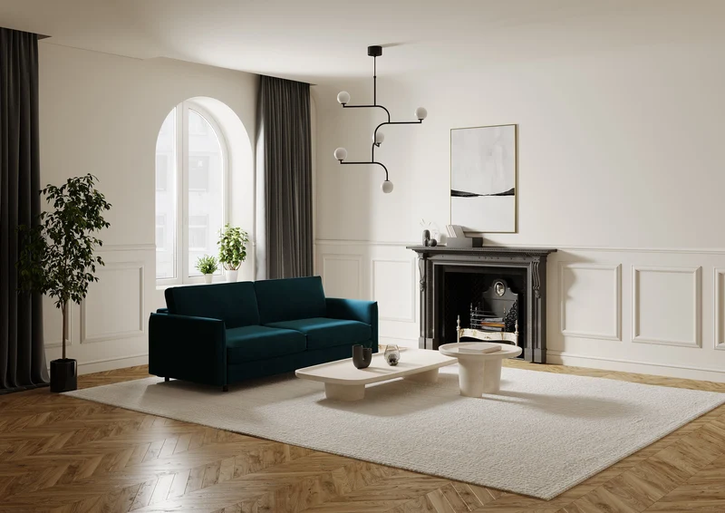 Canapé convertible express ISAKA Velours - Matelas Dunlopillo 160cm