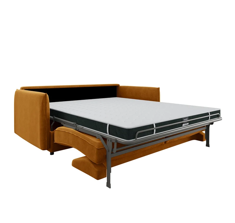 Canapé convertible express ISAKA Velours - Matelas Dunlopillo 140cm