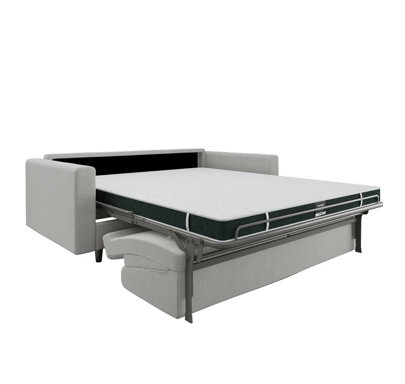 Canapé convertible express LANA Tissu tramé - Matelas Dunlopillo 140cm