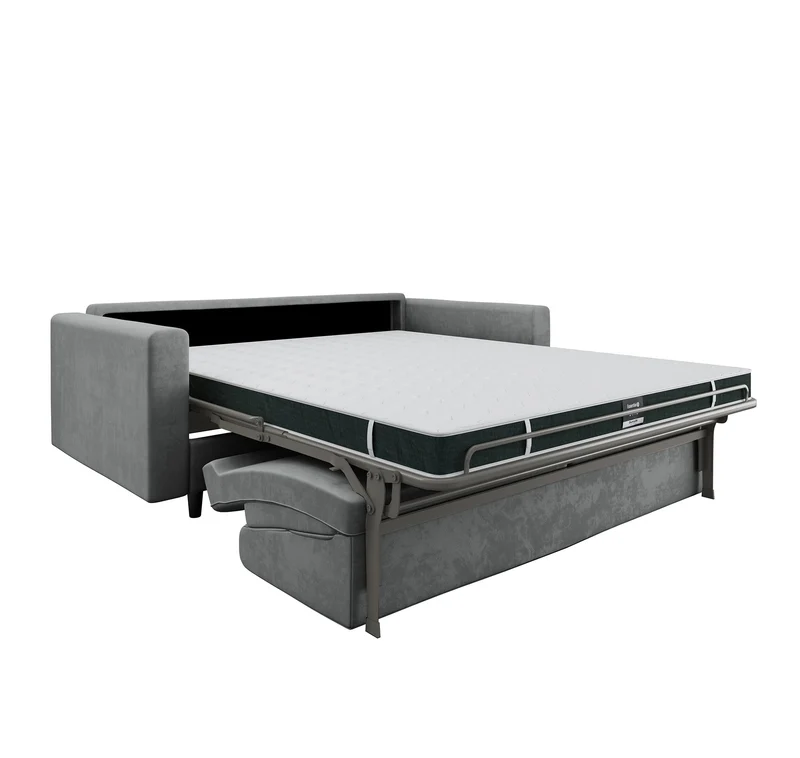 Canapé convertible express LANA Velours - Matelas Dunlopillo 160cm