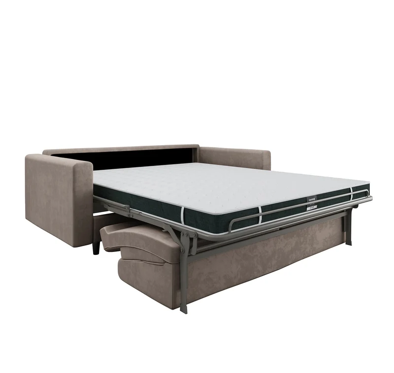 Canapé convertible express LANA Velours - Matelas Dunlopillo 160cm