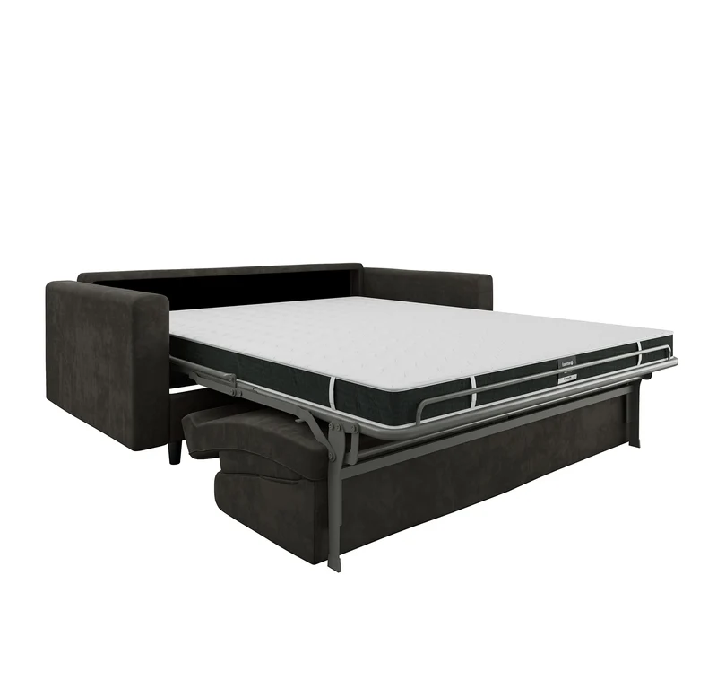 Canapé convertible express LANA Velours - Matelas Dunlopillo 160cm