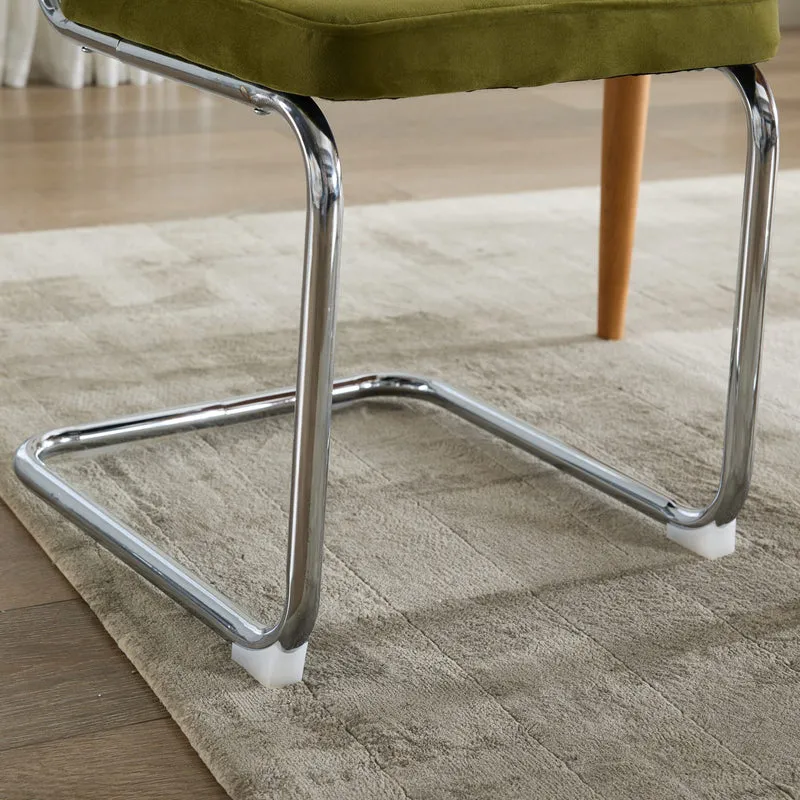 Lot de 2 chaises de salle à manger design Breuer velours vert olive, dossier cannage rotin, base chromée, style vintage FOCUSION