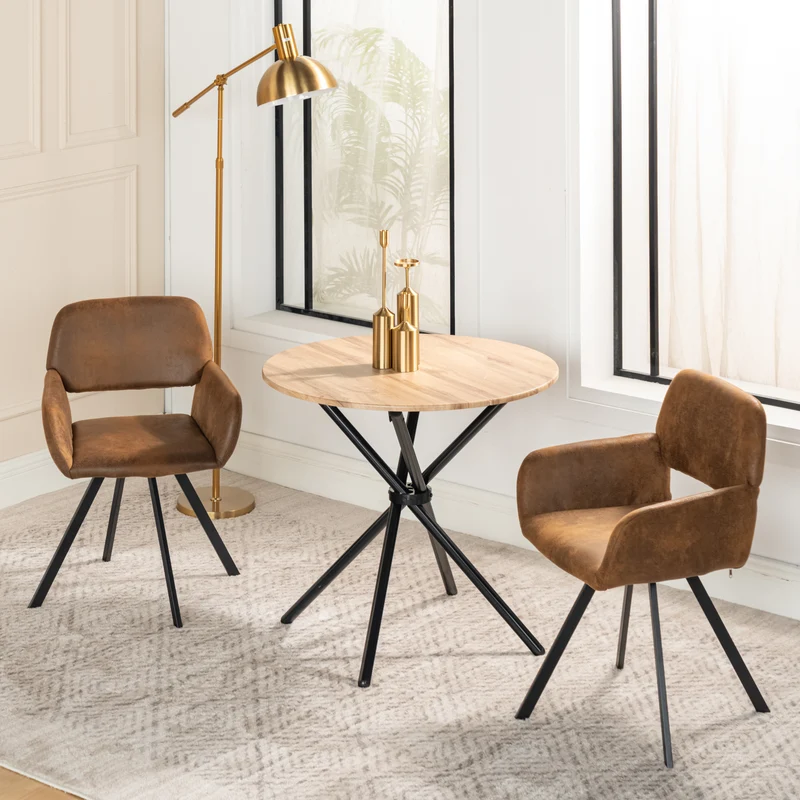 Lot de 2 chaises de salle à manger vintage pivotant tissu suède marron CALIFORNIA KD SUEDE BROWN SWIVEL
