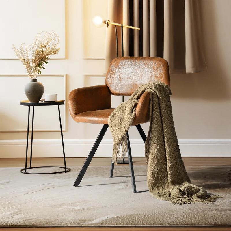 Lot de 2 chaises de salle à manger vintage pivotant tissu suède marron CALIFORNIA KD SUEDE BROWN SWIVEL