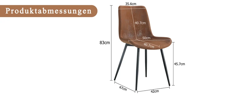 Lot de 4 chaises de salle à manger vintage en tissu respirant marron AETHERLTE