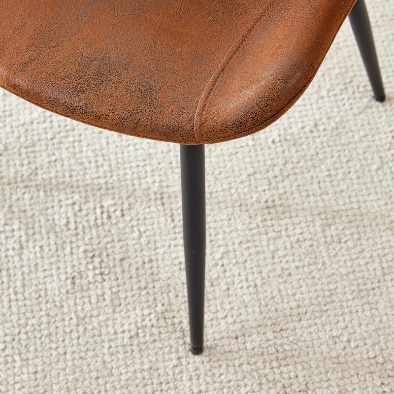 Lot de 4 chaises de salle à manger vintage en tissu respirant marron AETHERLTE