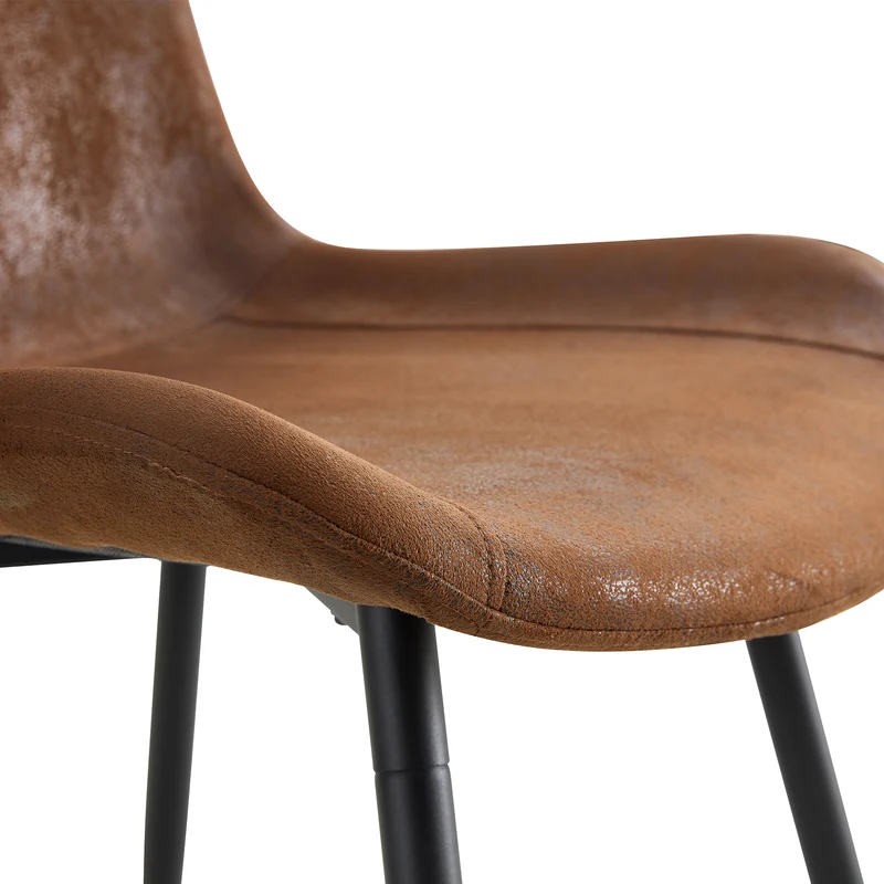 Lot de 4 chaises de salle à manger vintage en tissu respirant marron AETHERLTE