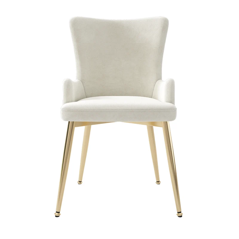 Lot de 2 chaises de salle à manger en velours beige pieds dorés CRORQREONS BEIGE G