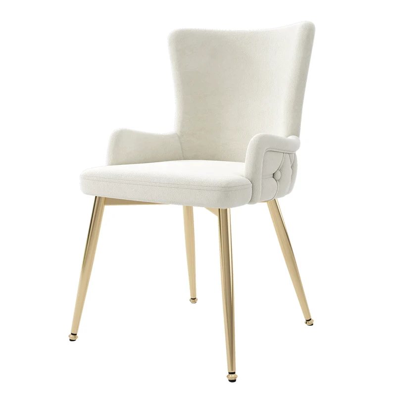 Lot de 2 chaises de salle à manger en velours beige pieds dorés CRORQREONS BEIGE G