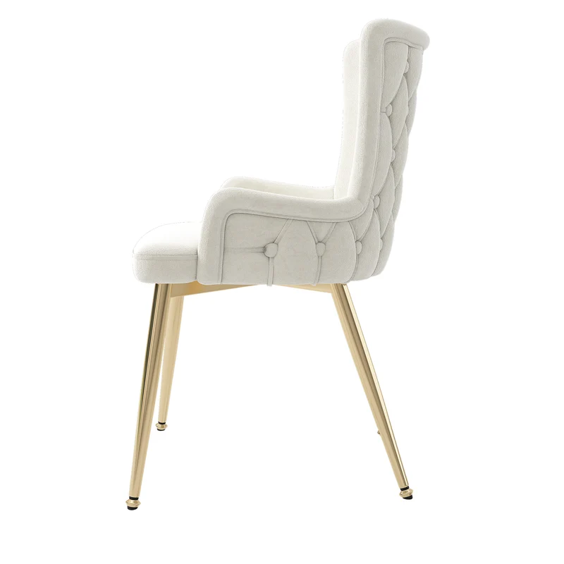 Lot de 2 chaises de salle à manger en velours beige pieds dorés CRORQREONS BEIGE G