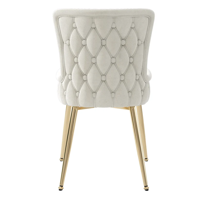 Lot de 2 chaises de salle à manger en velours beige pieds dorés CRORQREONS BEIGE G