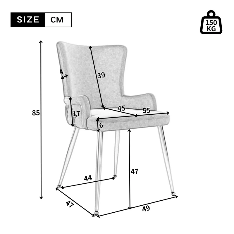 Lot de 2 chaises de salle à manger en velours beige pieds dorés CRORQREONS BEIGE G