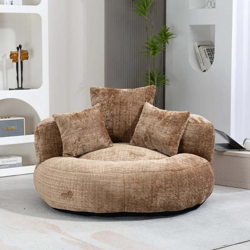 Canapé chauffeuse fauteuil rond en velours chenille marron fauteuil lounge LOGOGRAM
