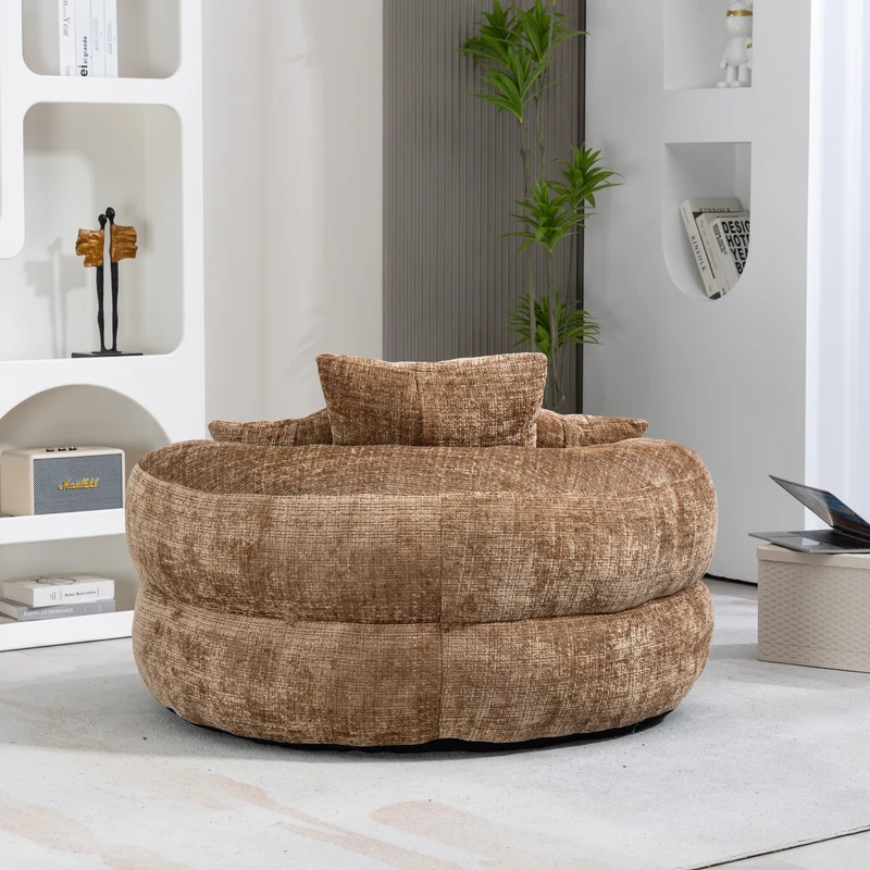 Canapé chauffeuse fauteuil rond en velours chenille marron fauteuil lounge LOGOGRAM