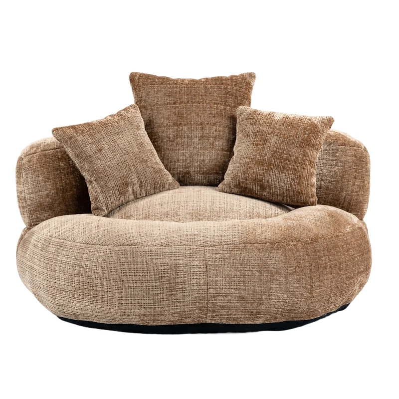Canapé chauffeuse fauteuil rond en velours chenille marron fauteuil lounge LOGOGRAM