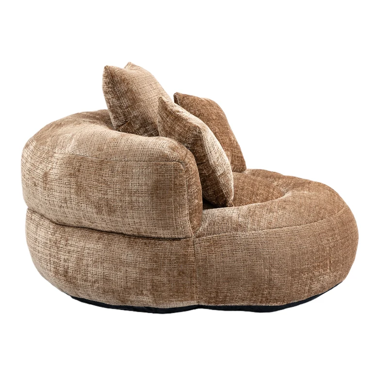 Canapé chauffeuse fauteuil rond en velours chenille marron fauteuil lounge LOGOGRAM