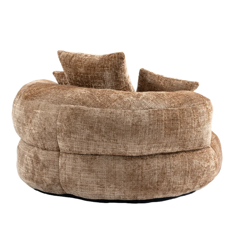 Canapé chauffeuse fauteuil rond en velours chenille marron fauteuil lounge LOGOGRAM