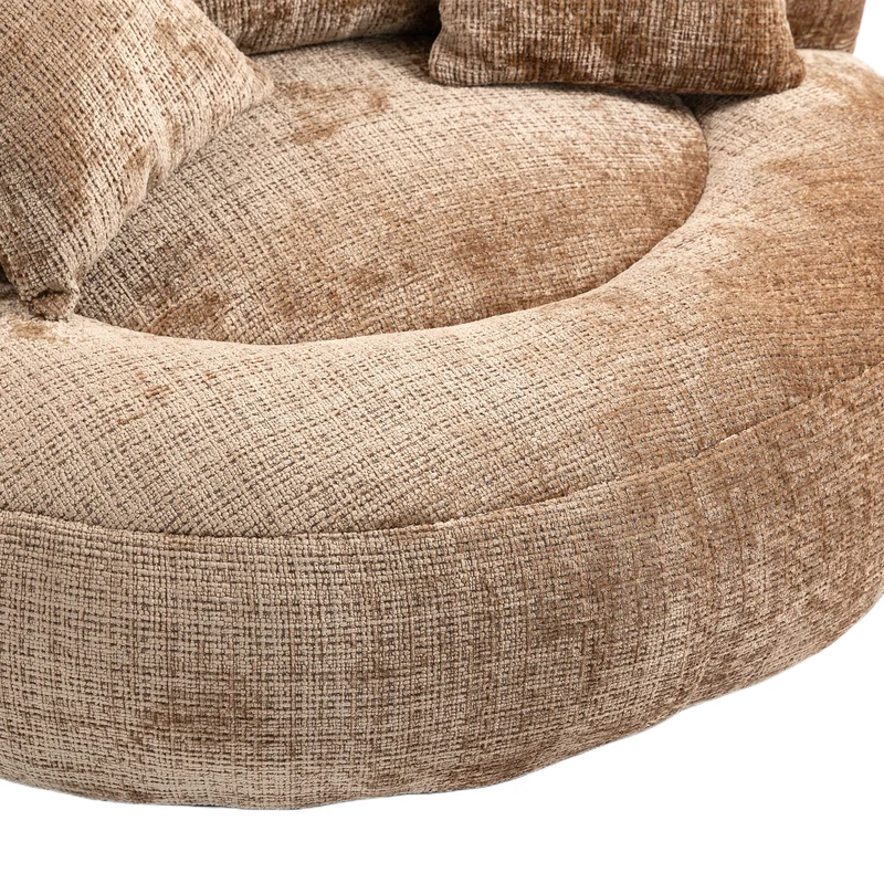 Canapé chauffeuse fauteuil rond en velours chenille marron fauteuil lounge LOGOGRAM