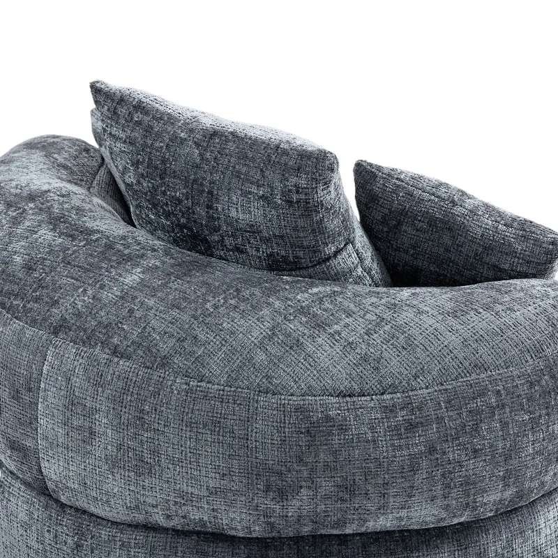 Canapé chauffeuse fauteuil rond en velours chenille gris fauteuil lounge HORNWORTNEEDLE