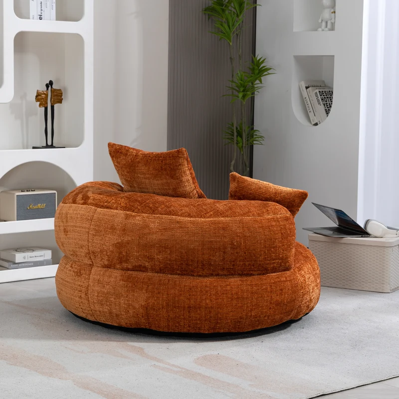 Canapé chauffeuse fauteuil rond en velours chenille orange fauteuil lounge RAYWING