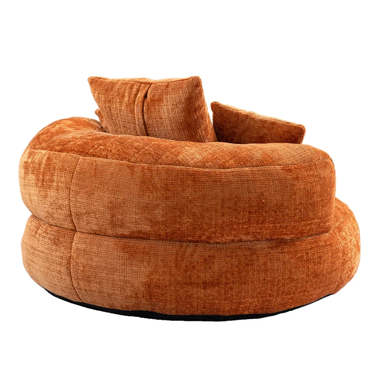 Canapé chauffeuse fauteuil rond en velours chenille orange fauteuil lounge RAYWING