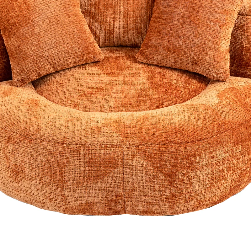 Canapé chauffeuse fauteuil rond en velours chenille orange fauteuil lounge RAYWING