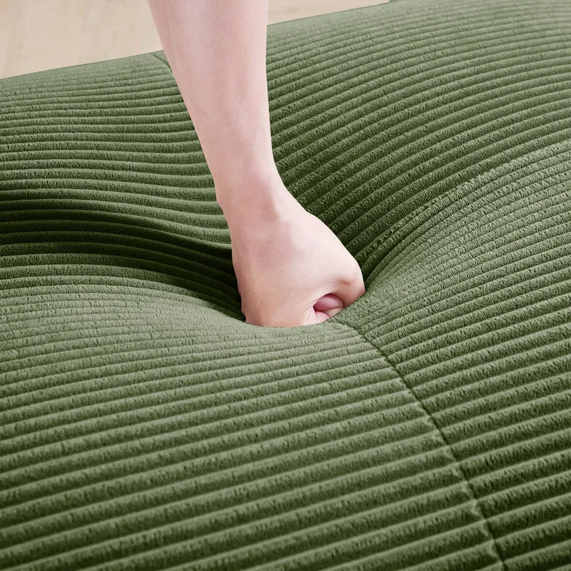 Pouf ottoman en velours côtelé vert kaki, 92.5*75*44 cm TERMINATION