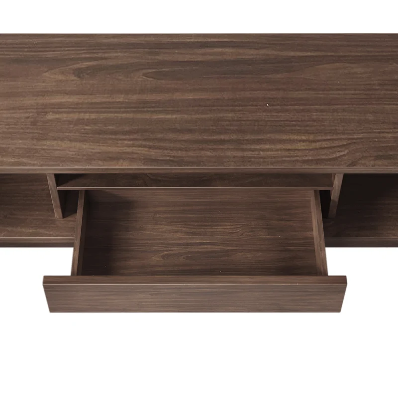 Meuble TV vintage rétro effet bois avec tiroir 2 portes MUQAK