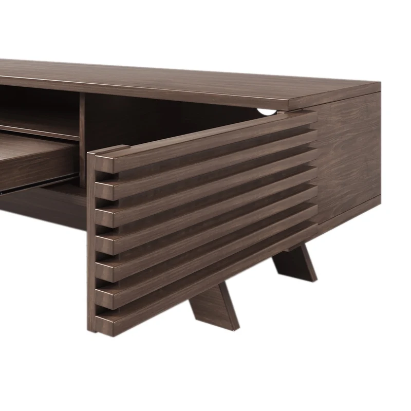Meuble TV vintage rétro effet bois avec tiroir 2 portes MUQAK