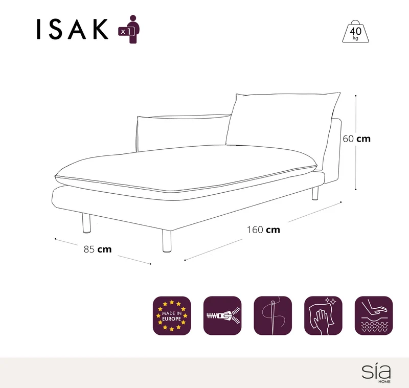 Méridienne gauche ISAK Tissu bouclé