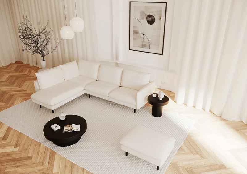 Canapé grand angle gauche ISAK Tissu bouclé