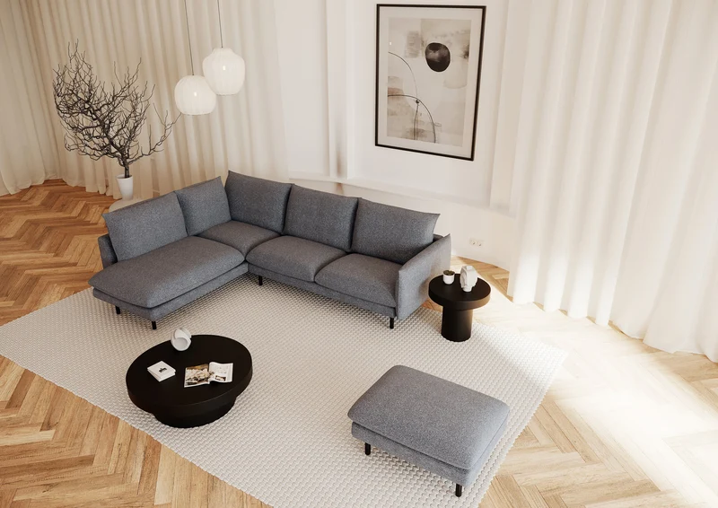 Canapé grand angle gauche ISAK Tissu bouclé