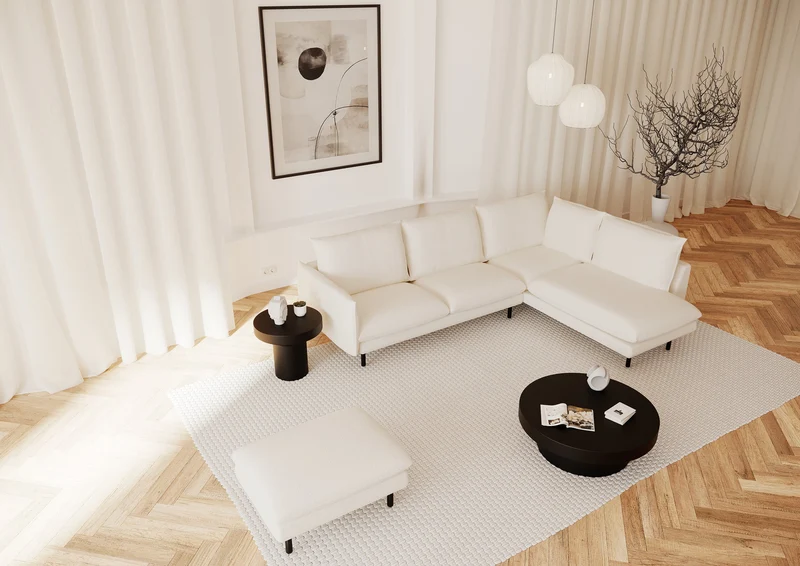 Canapé grand angle droit ISAK Tissu bouclé