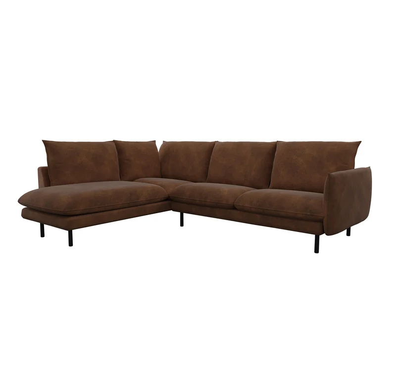 Canapé grand angle gauche ISAK Tissu effet cuir vintage