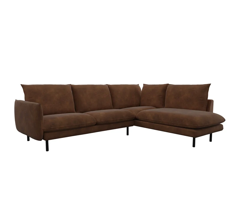 Canapé grand angle droit ISAK Tissu effet cuir vintage