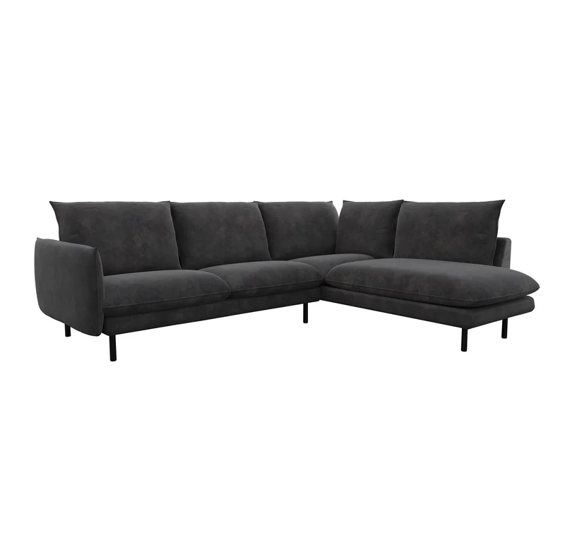 Canapé grand angle droit ISAK Tissu effet cuir vintage