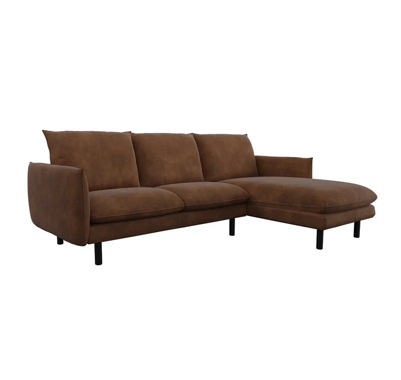 Canapé d'angle droit ISAK Tissu effet cuir vintage