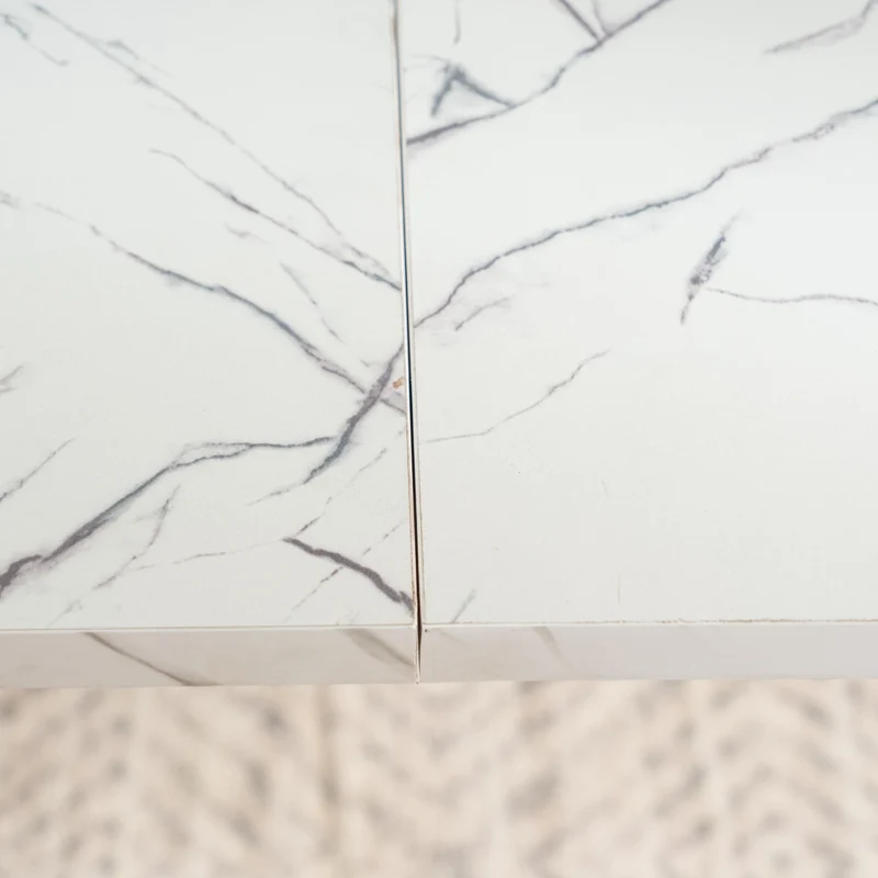 Table de salle à manger rectangulaire effet marbre blanc de style scandinave 120x75cm WHALEN WHITE MARBLE TABLE 120 KD
