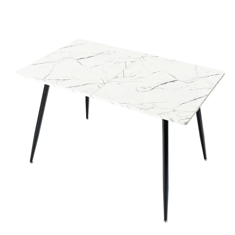 Table de salle à manger rectangulaire effet marbre blanc de style scandinave 120x75cm WHALEN WHITE MARBLE TABLE 120 KD