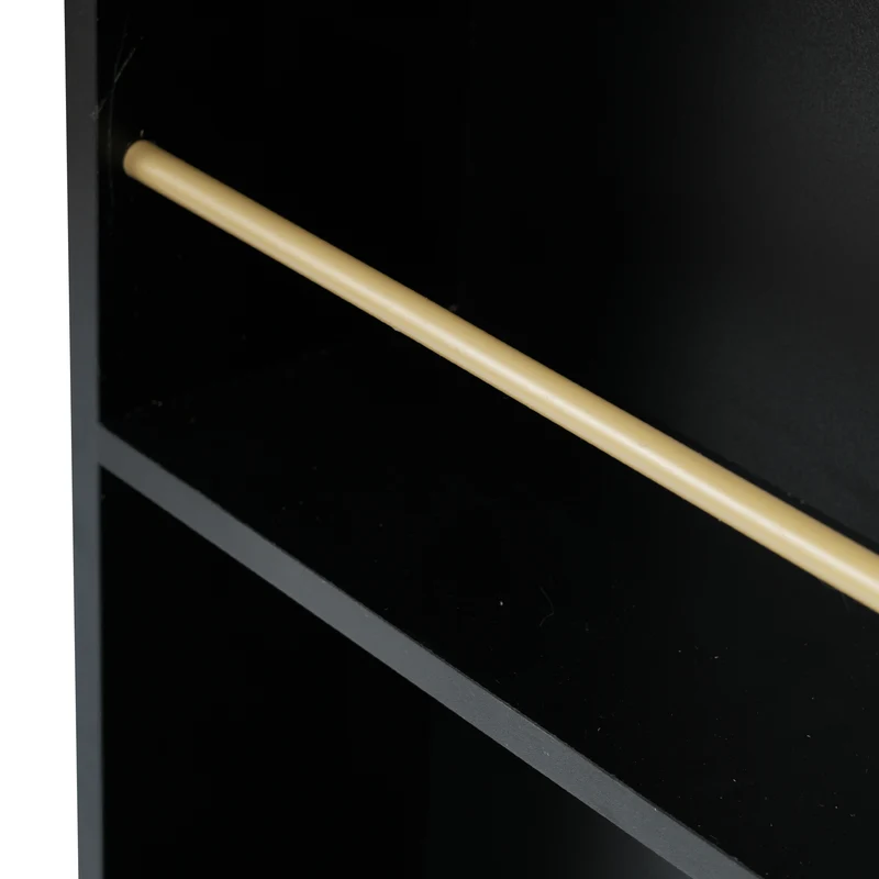 Table de bar extensible rotative moderne noir avec rangement et bande lumineuse LED THRUTELS BLACK