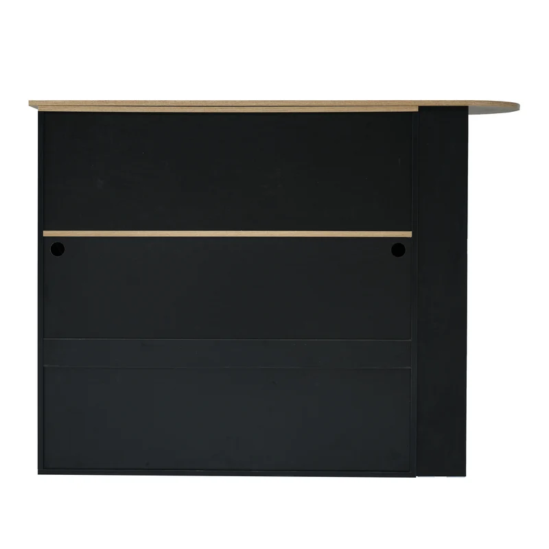 Table de bar extensible rotative moderne noir avec rangement et bande lumineuse LED THRUTELS BLACK
